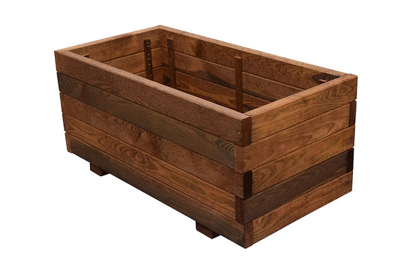 Verve Bopha 110L Brown Wooden Rectangular Trough (H)35cm (W)80cm (D)40cm