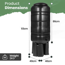 Hardys 100L Garden Slimline Water Butt - Tap, Stand, Water Diverter Kit Included, Pre-Threaded - Recycled Plastic Rain Collector