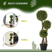 HOMCOM Potted Artificial Plants Boxwood Ball Topiary Trees Indoor Outdoor, 90cm