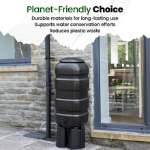 Hardys 100L Garden Slimline Water Butt - Tap, Stand, Water Diverter Kit Included, Pre-Threaded - Recycled Plastic Rain Collector